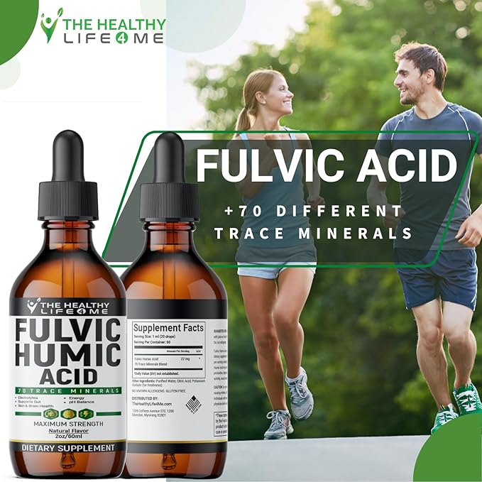 Fulvic Acid + 72 Trace Minerals | Fulvic Humic Acid | Digestion | Hydration | Keto, Dietary Supplement Drop| Energy | pH Balance | 2-Month Supply | The Healthy Life 4 ME
