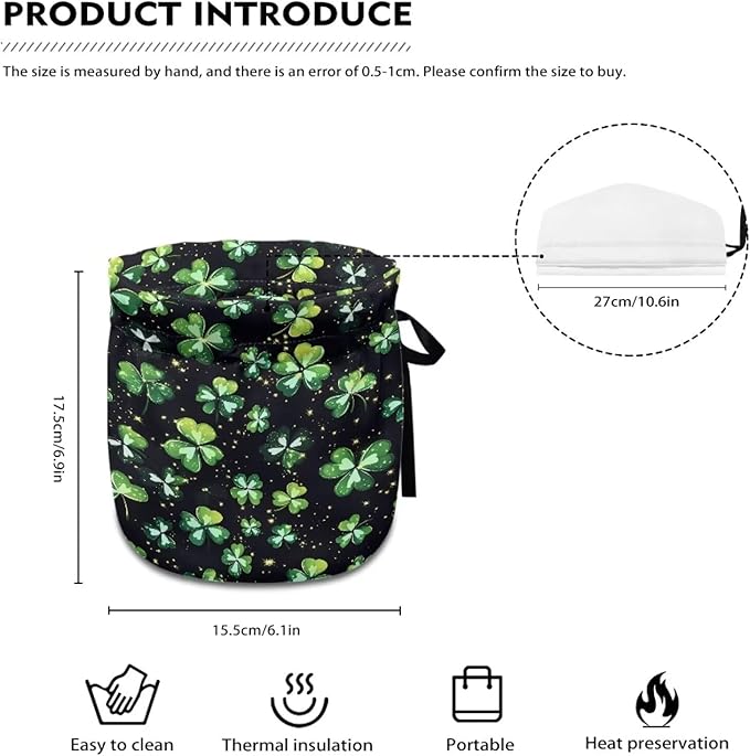 Clover Tea Cosy Cover of Teapots St Patrick Tea Pot Dust Cover with Elastic Band Insulated Kettle Cover Breakfast Warmer for Home Kitchen Decorative Accessories