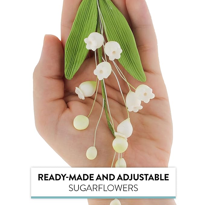 Global Sugar Art Lily of the Valley Sugar Cake Flowers Spray White, 4 Count by Chef Alan Tetreault
