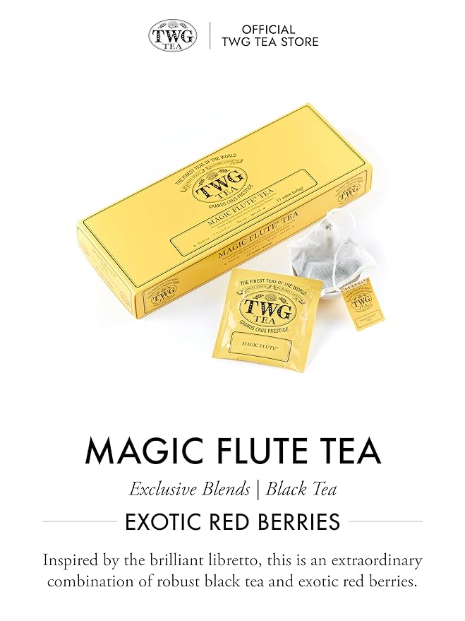 TWG Tea | Magic Flute Tea | Black Tea | Strawberry | 15 Hand Sewn Cotton Teabags | Gift Set