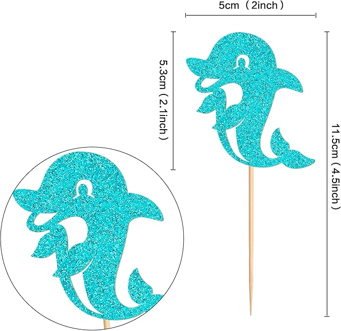 24 PCS Dolphin Cupcake Topper Ocean Themed Party Dolphin Cupcake Decorations Baby Shower Birthday Party Decorations