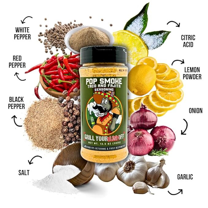 GYAO Pop Smoke Taco Seasoning – 13.5oz All-Purpose Tex-Mex Seasoning for Beef, Chicken, Tacos & More – MSG & Gluten Free – USA Made & Veteran Owned