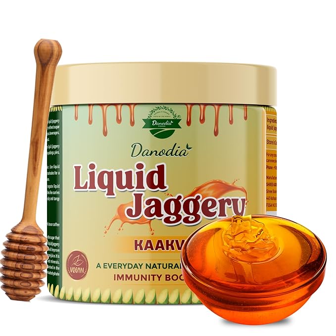 Danodia Foods LIQUID JAGGERY SYRUP (600g/1.32lb) | Natural Sweetener from Sugarcane | No Preservatives | Rich in Minerals | Alternative to Refined Sugar | Ideal for Beverages, Desserts & Traditional Recipes