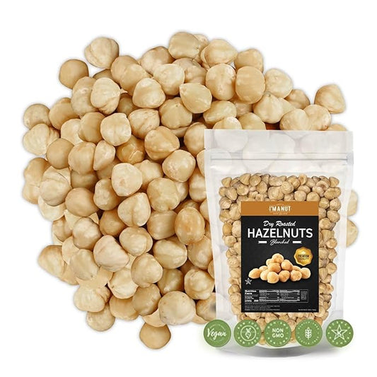 Premium Natural Toasted Unsalted Hazelnuts, 16oz (1 lb) - Small Batch Roasted, Blanched, Non-GMO, Batch-Tested Gluten & Peanut-Free, Vegan, Keto-Friendly, No Preservatives