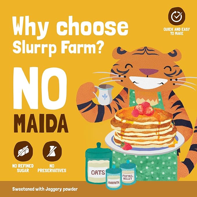 Slurrp Farm Millet Pancake Mix | Banana Choco-Chip | Made with Oats & Jowar | No Refined Sugar or Maida | Healthy Breakfast for Kids & Toddlers | 5.29 Oz (150g)