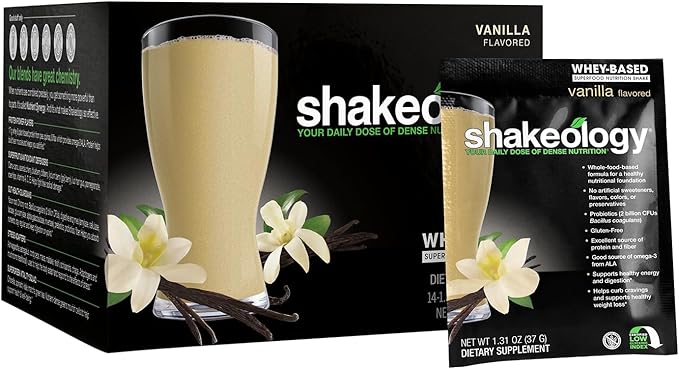 BODi Shakeology Whey-Based Protein Powder ??Gluten-Free Superfood Shake with Vitamins & Minerals ??Helps Support Healthy Weight Loss & Gut Health, Vanilla, 14 Individual Packets