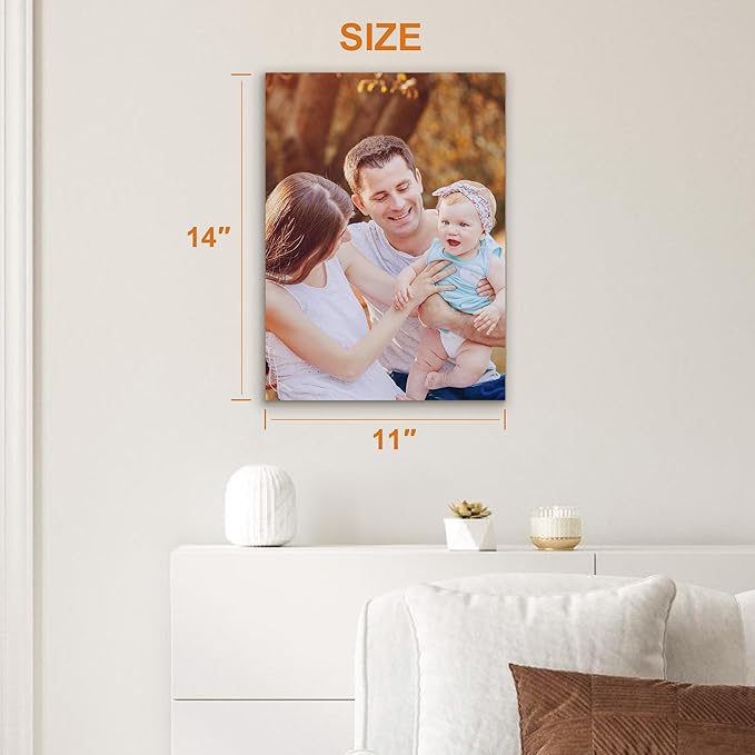 Custom Canvas Prints with Your Photos- Personalized Print Canvas Pictures, Custom Wall Art Gift for Living Room, Bedroom, Wedding Family Baby Pets Framed 14 x 11 inche