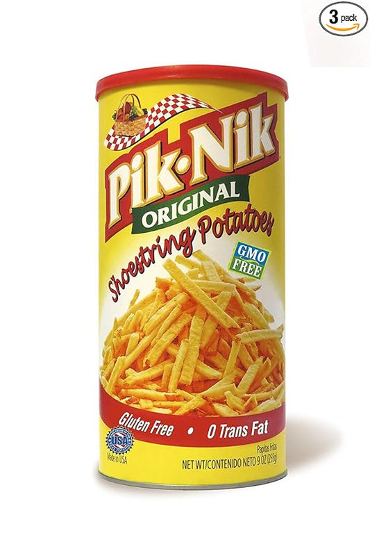 Pik-Nik Shoestring Potatoes, 9 Ounce (Pack of 3), Original