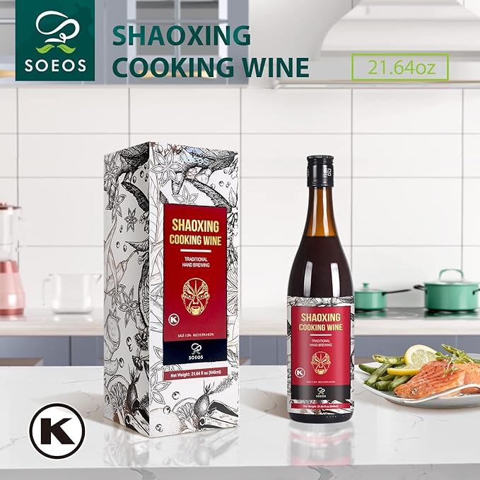 Soeos Shaoxing Cooking Wine, Shaoxing Rice Wine, Chinese Cooking Wine, Rice Cooking Wine, Shaoxing Wine Chinese Cooking Wine, Shao Hsing Rice Wine, 21.64 fl oz (640 ml), 2 Packs, Regular Cooking Wine
