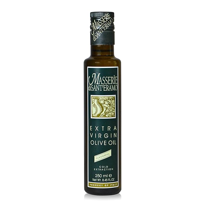 Flavorful Italian Extra Virgin Olive Oil Cold Pressed - Robust Olive Oil for Cooking and Frying, Imported from Italy - Masserie di Sant'Eramo - 8.45 Fl Oz (Pack 1)