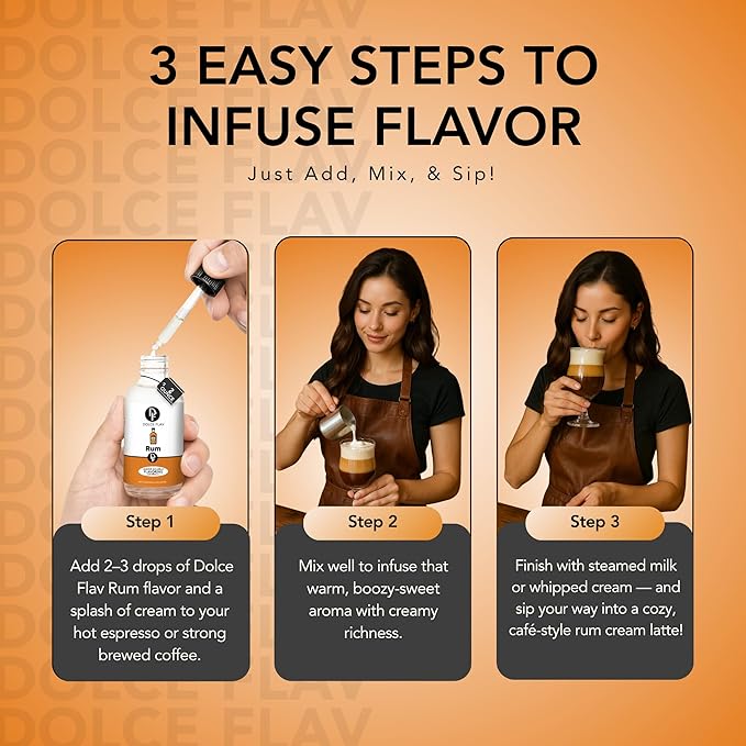 Dolce Flav Natural Rum Extract ??2 Ounce Water-Soluble Kosher, Sugar-Free, Concentrated Dark Rum Flavoring for Baking, Cocktails & Desserts, Includes Measured Dropper