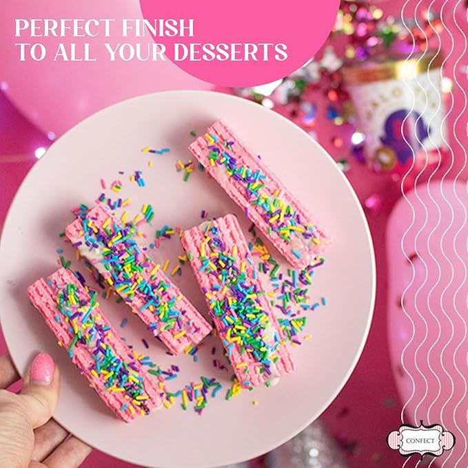 Sprinkles - Confect Sprinkles for Cakes & Cupcakes Decoration Assorted pack of 5 Rainbow Disco Ball Mashup Sprinkles Mix Teal, Champagne Gold, Pink, White, & Red Gragees - 3.5 Oz