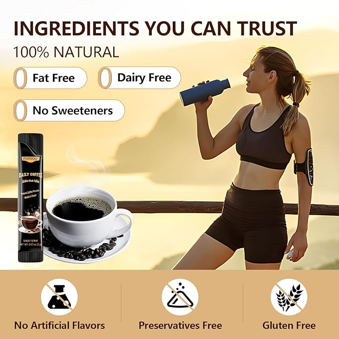 Instant Coffee Packets Single Serve Sticks 30 Sachets, Medium Roast Arabica Black Coffee Individual Packs for Camping Travel, Sugar Free Instant Hot/Iced Coffee Packs, Bulk Instant Coffee Singles