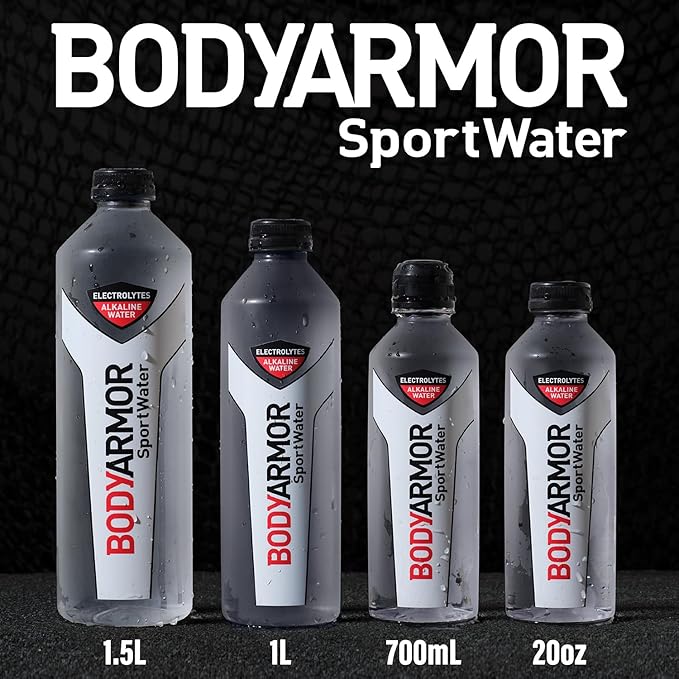 BODYARMOR SportWater Alkaline Water, Superior Hydration, High Alkaline Water pH 9+, Electrolytes, Perfect for your Active Lifestyle, 1 Liter (Pack of 12)