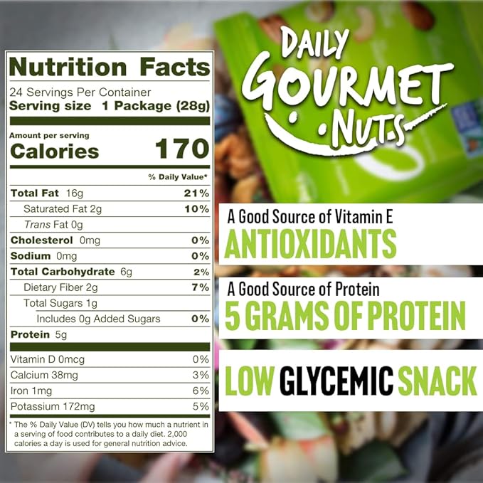 Daily Gourmet Nuts - Unsalted Mixed Nuts Snack Packs/Individually Wrapped Snacks/Nut Snacks/No Peanuts/Healthy Trail Mix Individual Packs/Deluxe Assorted Snacks