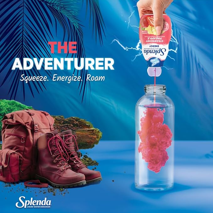 SPLENDA Energy Liquid Water Enhancer Drops, Sugar Free, Zero Calorie, Natural Flavor, Concentrated Drink Mix, 3.11 Fl Oz Each Bottle (Strawberry Pineapple, 2 Pack)