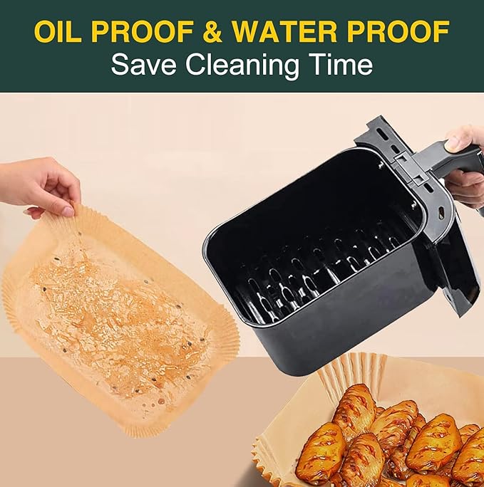 Air Fryer Disposable Paper Liners for Ninja Dual Airfryer Accessories, Non-Stick Parchment Rectangular for Baking, Oil Proof, Water Proof, for Microwave Oven (125PCS, 8.6in x 5.5inç«?,<div>