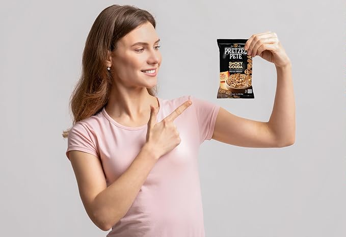 Pretzel Pete Smoky Gouda Seasoned Pretzel Medley, Single Serve Pack, Nut-Free and Sesame-Free Snack, Small Batch, Bold Flavor (1oz, Pack of 24)
