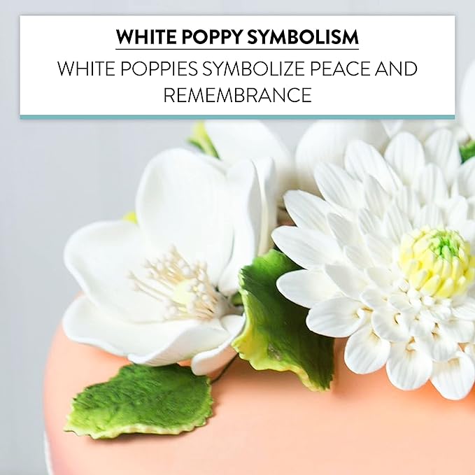 Global Sugar Art Poppy Anemone Sugar Cake Flowers, White with Green Center, 3 Count by Chef Alan Tetreault