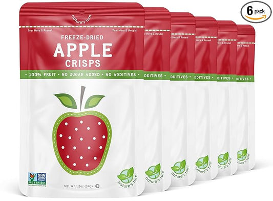 Nature's Turn Freeze-Dried Fruit Snacks, Apple Crisps, Pack of 6 (1.2 oz Each)