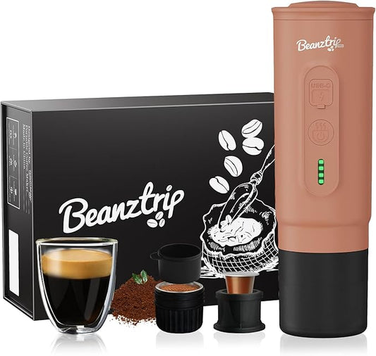 Portable Espresso Maker with Self-Heating, 2-in-1 Coffee Machine with Ground Coffee & NS Capsule, Khaki 7800mAh Espresso Machine for Travel, Outdoorlife, OfficeLife, BusinessTrip