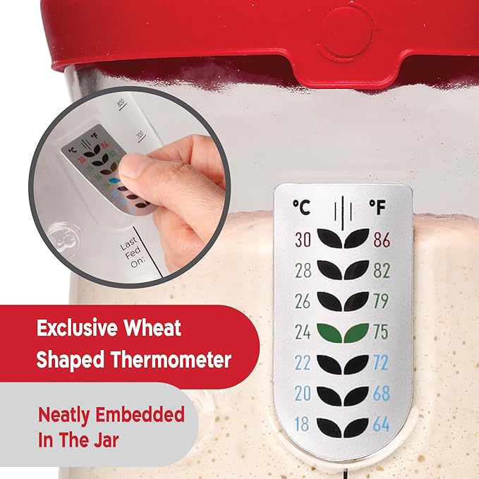 Pro Sourdough Starter Kit - 34oz Large Capacity Glass Fermentation Jar with Lid & Tracker, Sourdough Starter Fermenter for Homemade Sourdough, Bread Dough Prep & Culinary Fermentation, 1 Set