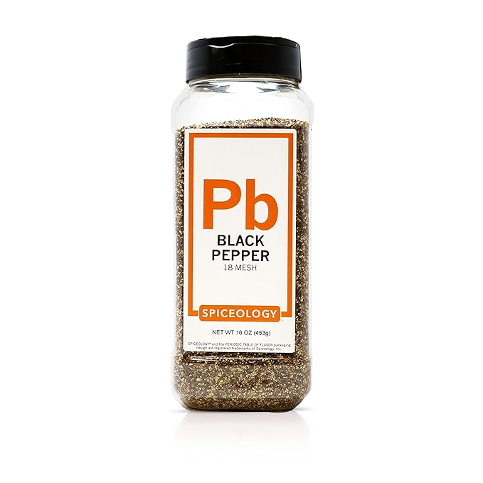 Spiceology - 18 Mesh Ground Black Pepper - Semi-Coarse - For Use On: Beef, Pork, Chicken, Fish, Game or Vegetables - Bulk Pepper Spices and Seasonings for Home Cooks, Chefs, and Professional Kitchens - 16 oz