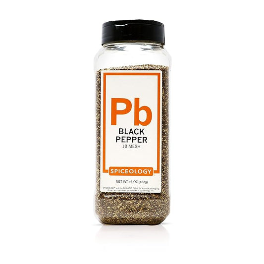 Spiceology - 18 Mesh Ground Black Pepper - Semi-Coarse - For Use On: Beef, Pork, Chicken, Fish, Game or Vegetables - Bulk Pepper Spices and Seasonings for Home Cooks, Chefs, and Professional Kitchens - 16 oz