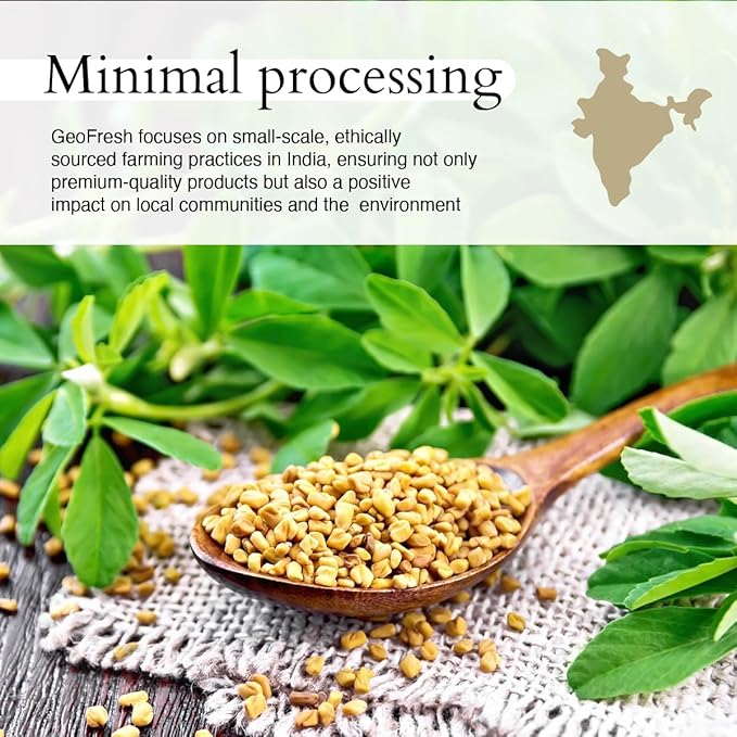 Geo-Fresh Fenugreek Powder Organic ??2.29 oz (65g) ??Organic Fenugreek Powder ??Ground Spices for Cooking ??USDA Certified ??Kosher, Non-GMO, Gluten-Free ??Premium Quality Indian Spice