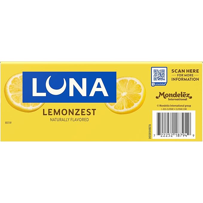 LUNA Bar - LemonZest Flavor - Gluten Free Snack Bars - Non-GMO - Protein Bars - Made with Organic Oats - Value Pack (12 Pack)