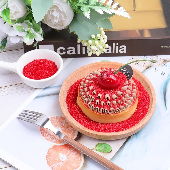 Red Sanding Sugar Sprinkles, 6.35 Oz Edible Sparkling Sugar Crystals for Baking Cookies Ice Cream Cupcake Cake Decorations