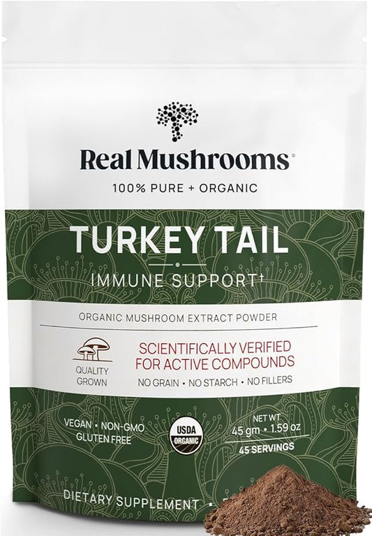 Real Mushrooms Turkey Tail Mushroom Powder ??Organic Mushroom Extract for Daily Wellness Gut