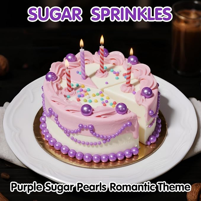 Edible Purple Pearl Sprinkles for Cake Decorating,Halloween Pearls Sugar Sprinkle,130g/4.58oz Mix Size,Baking Edible Cake Decorations Candy,Cupcake Toppers,Cookie Decorating Donuts Ice Cream Toppings,Party Supplies