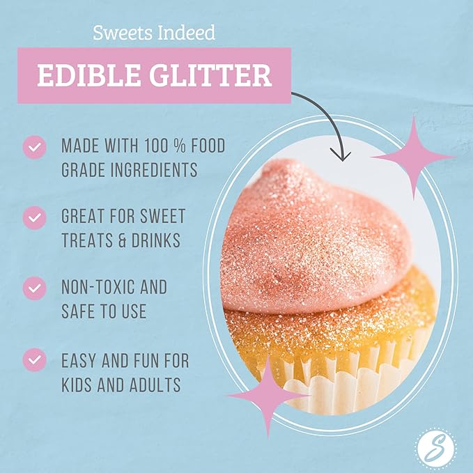 Sweets Indeed, Edible Glitter, Perfect for Drinks, Cocktails, Beverages & Cake Decorating, Dessert Cake Topper, Gift, 4 grams (Green Edible Glitter)