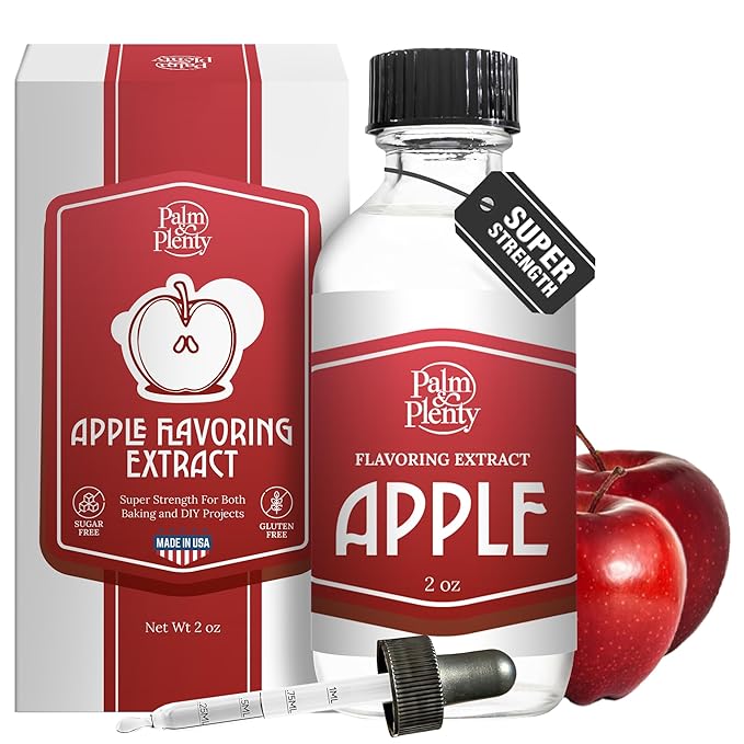 Palm and Plenty Apple Extract - Flavoring for Candy, Baking, and Drinks - Food-Grade Oil for Baked Goods, Desserts, Frostings, and Fillings, Keto-Friendly - 2 Oz Plastic Dropper Bottle - Made in USA