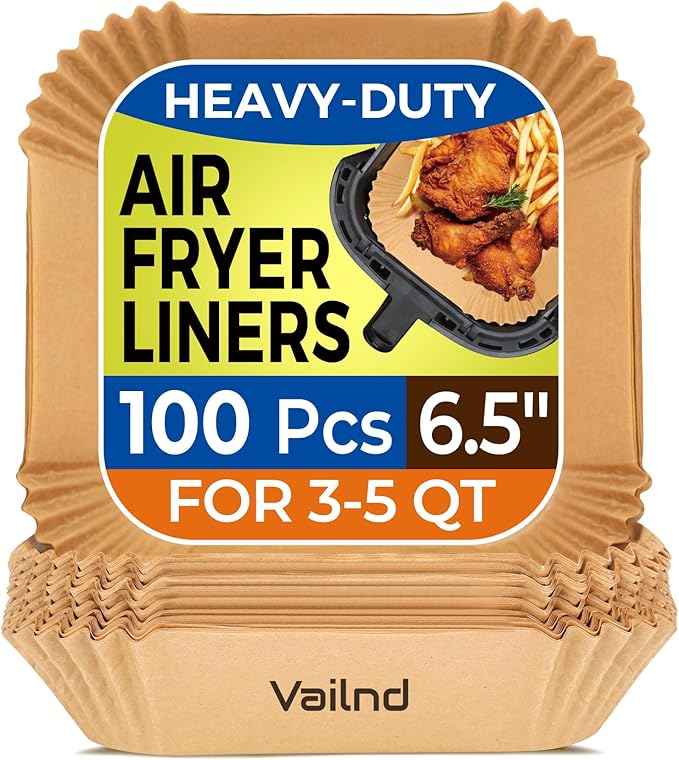 Air Fryer Paper Liners Disposable: 100PCS Non-Stick Air Fryer Parchment Paper, Food Grade Baking Sheets for Baking Roasting Microwave