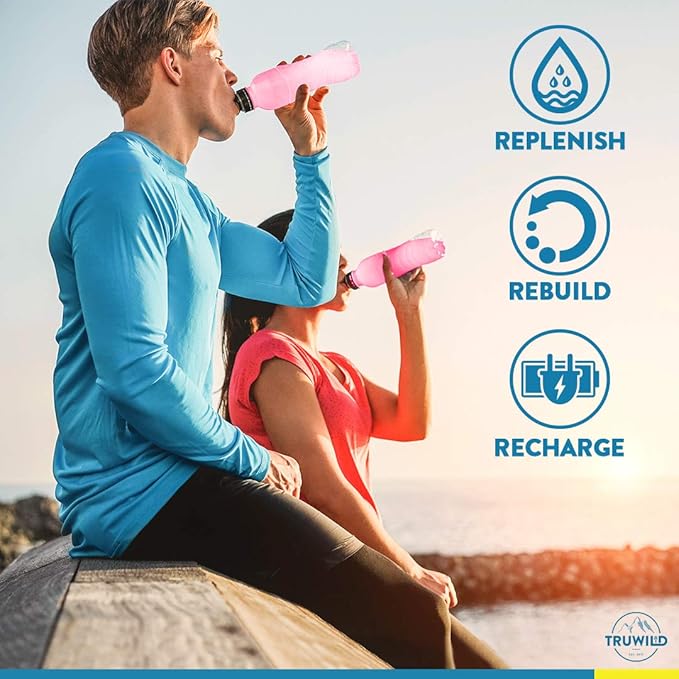 TruWild Natural Hydration Powder with Zero Sugar, Vegan Electrolytes + Amino Acids, Recovery Drink for Everyday Use, Post Workout Muscle Support Supplement with Magnesium (Passionfruit Guava)