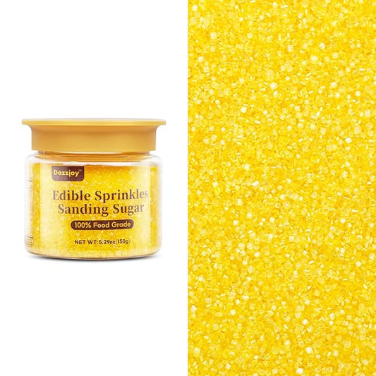 Yellow Sanding Sugar Sprinkles, Food Grade 150g, Edible Sprinkles for cupcake decorating, Cake Toppers, Sprinkles Decoration, Ice Cream, Wedding Party Valentines Halloween Christmas Supplies