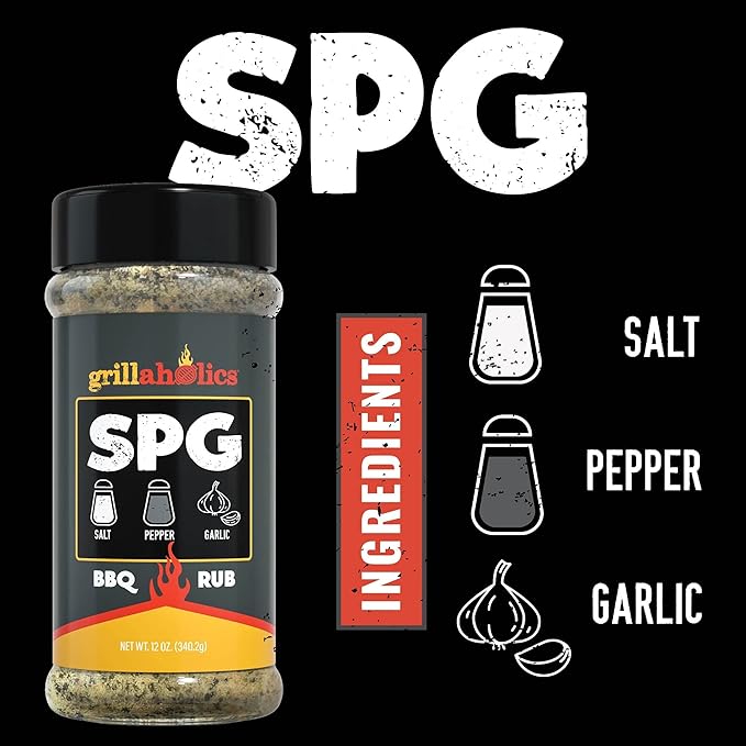 Grillaholics Salt Pepper Garlic Seasoning - SPG Rub Seasonings - The Perfect All Purpose Seasoning & BBQ Rub