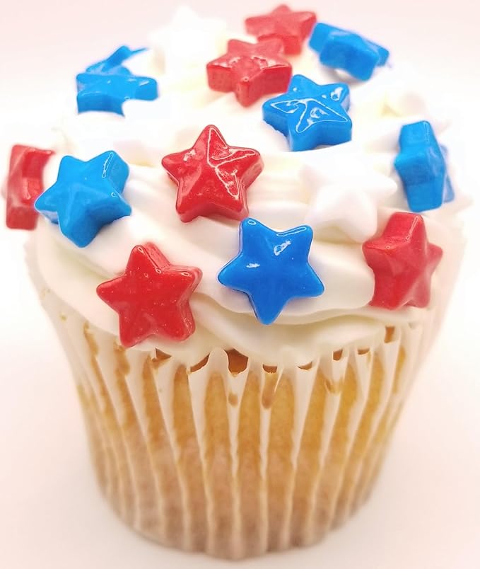 NCS Red, White, and Blue Stars Edible Candy Sprinkles, 8 ounces - Great for Cupcakes, Cookies, Cakes, Cakes Pops, Donuts