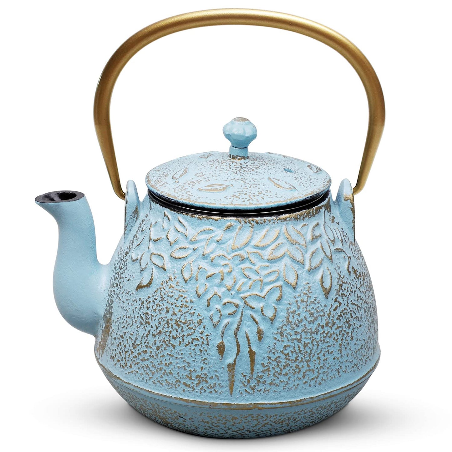 TOPTIER Japanese Cast Iron Tea Kettle with Stainless Steel Infuser, Cast Iron Teapot Stovetop Safe