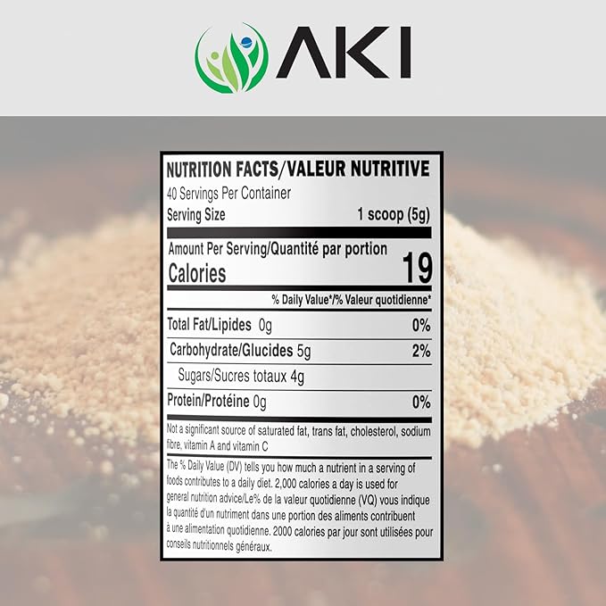 AKI Canadian Maple Sugar Granulated - Light Brown Color (7oz/198.5g) - Made from Grade A Maple Syrup, Good in Vitamins & Antioxidants to Increase Immunity - GMO-free & Vegan - Ideal Substitute for Tea, Coffee, Smoothie, Cocktails & Other Beverages
