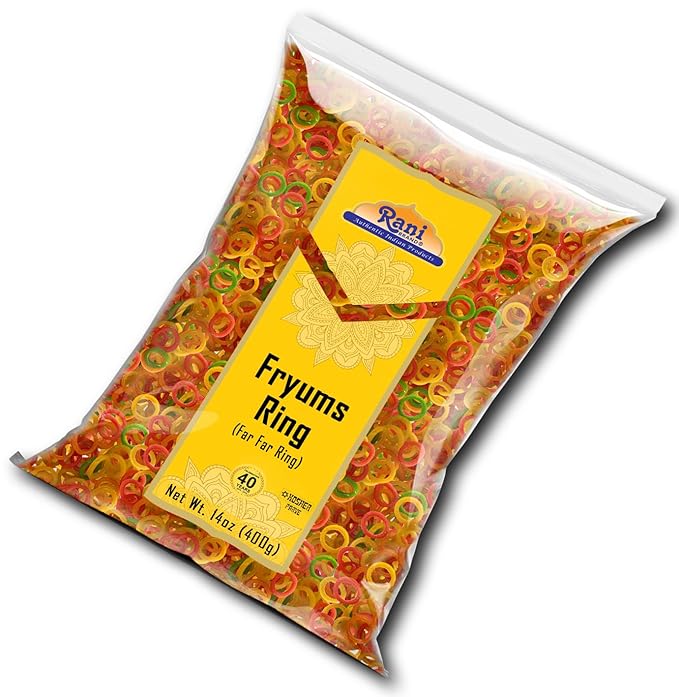 Rani Far Far / Fryums (Wheat & Tapioca Pellet) Ring Shape 14oz (400g) ~ Vegan, Kosher, Uncooked, Used to Make Papad, Bhungra / Chip Snack