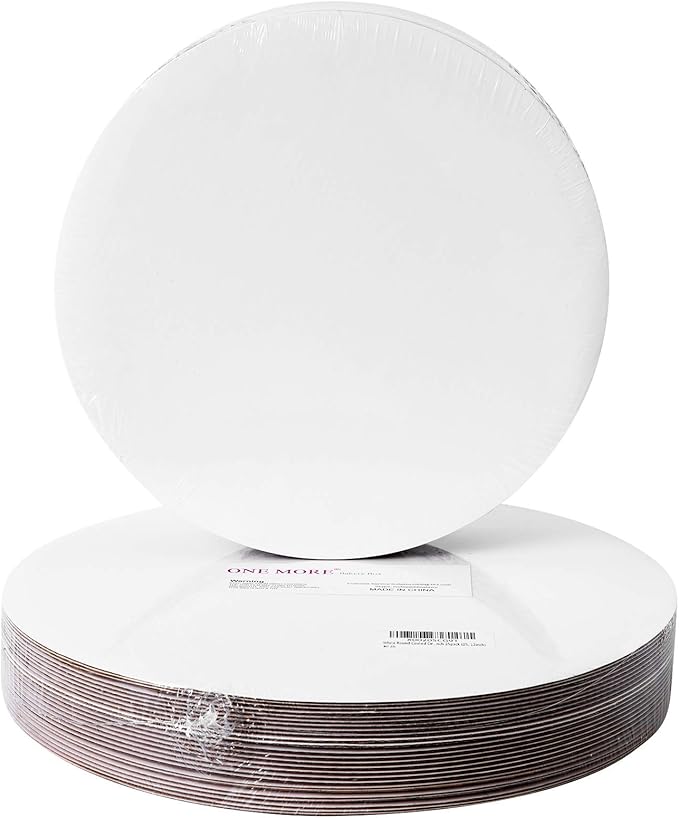 ONE MORE [25pcs] 12" White Cakeboard Round,Disposable Cake Circle Base Boards Cake Cardboard Pizza Plate platter 12 inch,Pack of 25