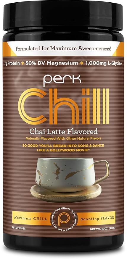 Perk Chill Chai Latte Flavored Drink Mix (18 Servings) - Soy Free & Peanut Free