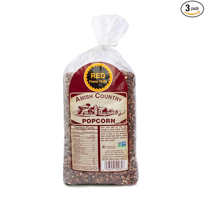 Amish Country Popcorn | 2 lbs Bag | Red Popcorn Kernels | Old Fashioned, Non-GMO and Gluten Free (Red - 2 lbs Bag)