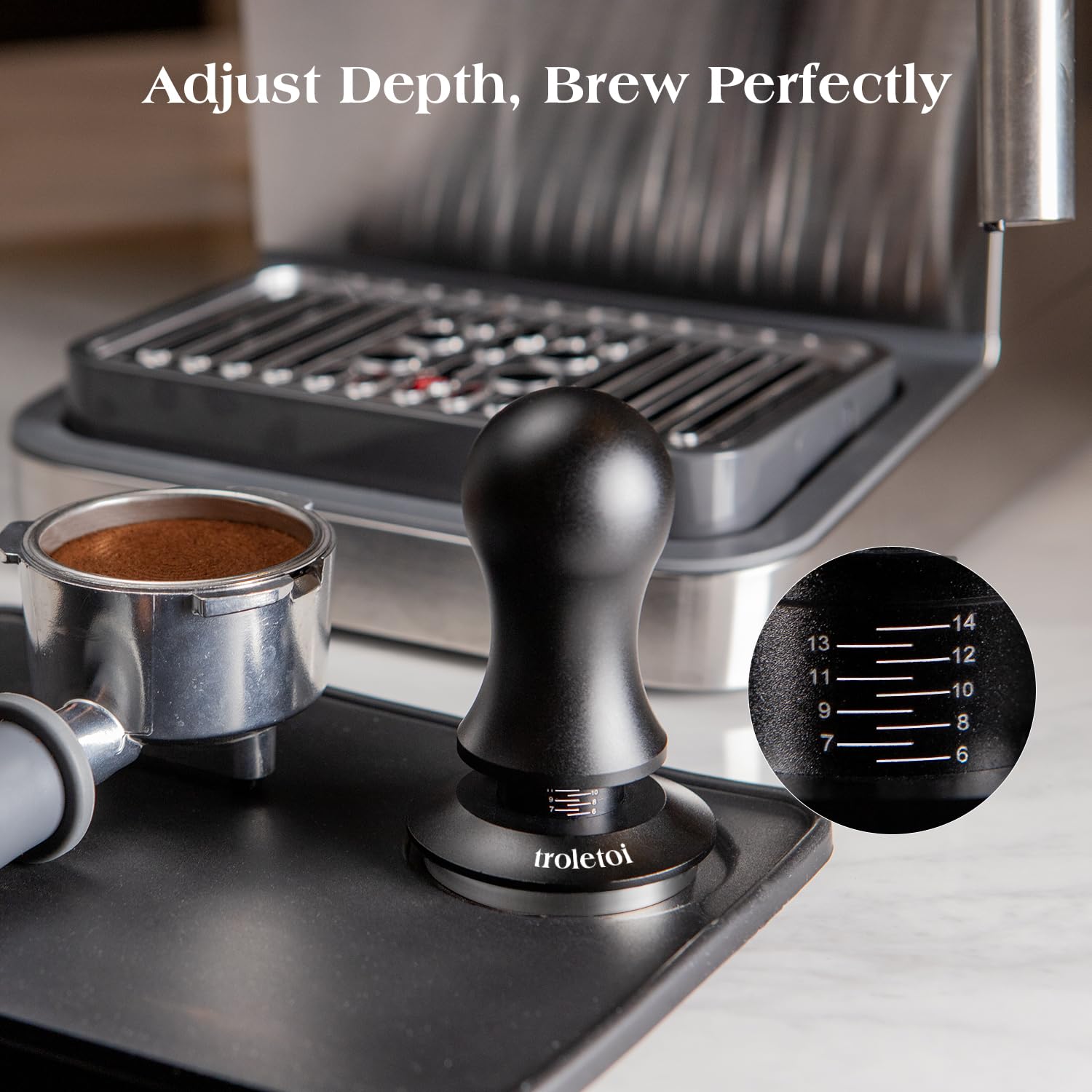 troletoi 7 PCS Espresso Accessories Kit: 53.3mm Espresso Tamper, Coffee Distributor, Puck Screen