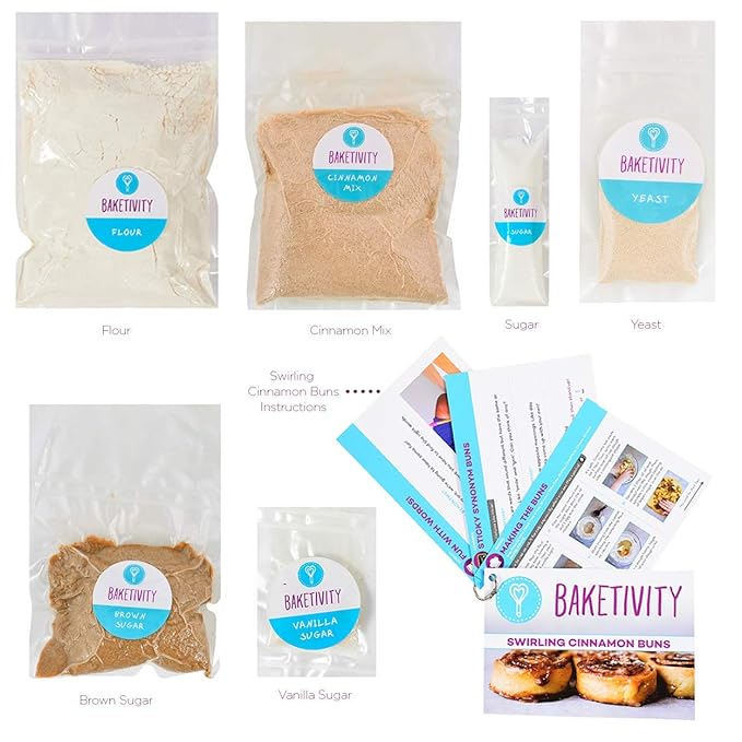 BAKETIVITY Kids Baking DIY Activity Kit - Bake Delicious Cinnamon Buns with Pre-Measured Ingredients ??Best Gift Idea for Boys and Girls Ages 6-12