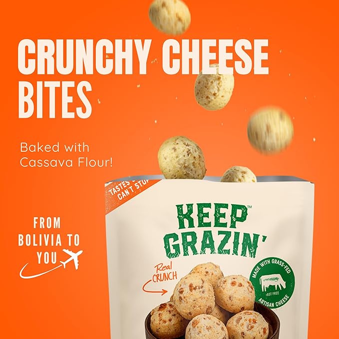 Keep Grazin Grain Free Crunchy Cheese Biscuits - Grilled Cheese Flavoured | 2.12 Ounce (Pack of 3) | Gluten & Sugar-Free, Non-GMO Protein Snacks - Baked with 100% Grass-Fed Cheese & Cassava Flour