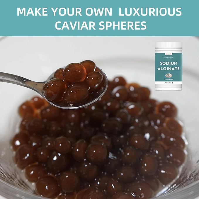 3 oz Sodium Alginate Powder Food Grade, Pure Sodium Alginate Powder Perfect for Making Luxurious Caviar Spheres, Desserts, Meatloaves